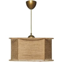 Deckenleuchte mit handgefertigter Jute-Deckenleuchte, braun natur, Kollektion Ness, 40x40x65, Fassung E 27 Max 45 - 60 von WELLHOME