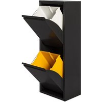 Mattschwarzer metallischer Müll- und Recyclingbehälter mit 2 Fächern à 17 l – "möbel & dekoration" - Wellhome von WELLHOME