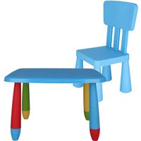 Wellhome - Rechteckiger Tisch und Kinderstuhl aus starkem und widerstandsfähigem Kunststoff - Blau von WELLHOME