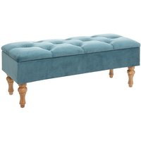 Wellhome - Samttruhe Bank blau Winter 102x38x41 von WELLHOME