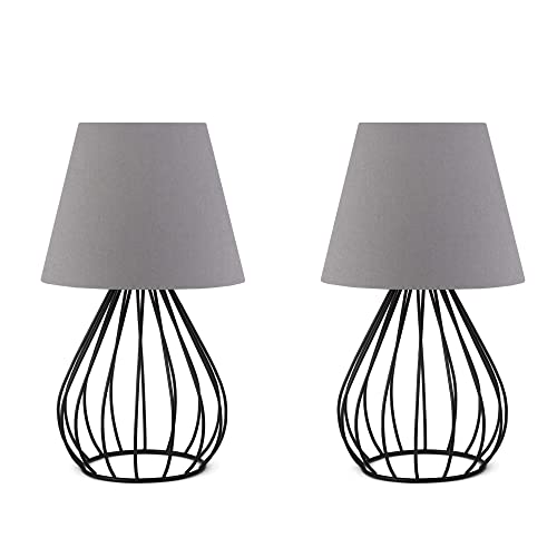 WELL HOME MOBILIARIO & DECORACIÓN Satz von 2 Nachttischlampen 36 cm. grau, Typ E 27 Max 60 W von WELL HOME MOBILIARIO & DECORACIÓN