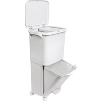 Wellhome - Selektiver Recycling-Mülleimer mit Pedal, Rädern und Griff mit 38 l Doppelfächern (24 l + 14 l). von WELLHOME