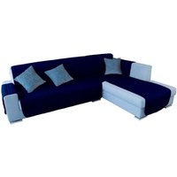 Sofabezug Chaise-Longue 3 Sitzer elegant reversible- adaptable on both sides Blau von WELLHOME