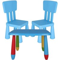 Welhome Rechteckiger Tisch und 2 Kinderstühle aus starkem und widerstandsfähigem Kunststoff - Blau von WELLHOME