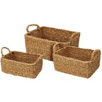 Wellhome - Set mit 3 rechteckigen Rattankörben in Beige von WELLHOME