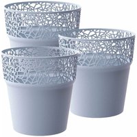 3 x Blumentopf aus Kunststoff, Eisgrau, 17,5 x 17,5 x 17,5 x 17,9 cm von WELLHOME