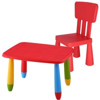 Rechteckiger Tisch und Kinderstuhl aus starkem und widerstandsfähigem Kunststoff - Rot - Wellhome von WELLHOME
