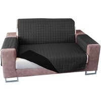 Wellhome - Sofabezug versatile schmutzabweisender Wendebezug für 2-Sitzer Sofa Dunkelgrau und Schwarz von WELLHOME