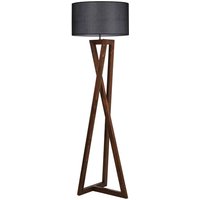 Stehleuchte Holzstruktur Schwarz Nussbaum 45x45x166 cm cm, kappe e 27 max 60 w von WELLHOME