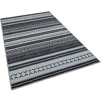 Wellhome - Wohnzimmer Teppich Streifendesign Polyesterteppich - 80x150cm - Grau von WELLHOME