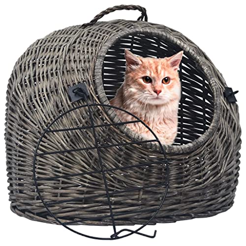 WELLIKEA Katzen-Transportkorb Grau 50x42x40 cm Natürliche Weide von WELLIKEA