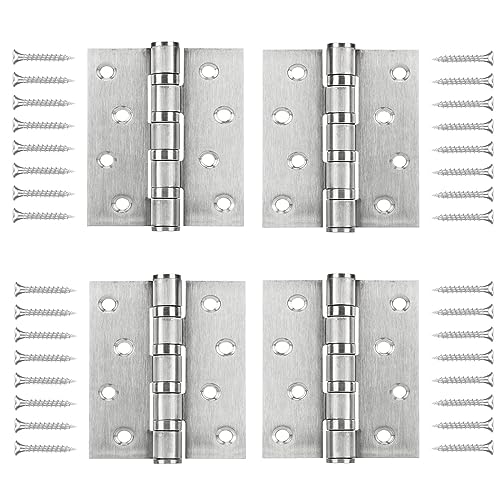 WELLOCKS 4 Stück Edelstahl Tür-Scharnier 10x7,5cm 3mm dick Sicherungstür Scharniere Türscharniere Leise Glattes Antik-Silber Perfekt für schwere Tür(D04004) von WELLOCKS