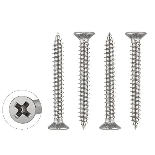 WELLOCKS 50 PCS 304 Edelstahl, M3 x 25mm selbstschneidende Schrauben Sortiment Set, flacher Kopf Holzschraube Kit für Hausgemachte, Reparatur, Holzarbeiten Indoor Outdoor (D034325) von WELLOCKS