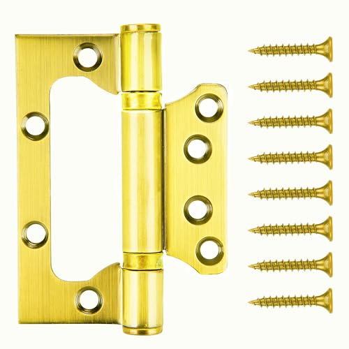 WELLOCKS Edelstahl Scharniere Klappbar | 10x7.5cm | 3mm dick | | Bündige Türscharniere | Edelstahlscharnier Türscharniere | Leise Glattes Perfekt für schwere Tür (FH03GD) | Gold | 3 Stück von WELLOCKS