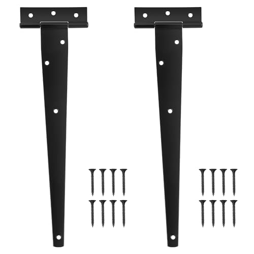 WELLOCKS T-Scharnier Metall | T-Scharniere mit 7 Schrauben Wetterbeständig | Rostfrei T-Bänder Scharniere | für Fenster Gartentor Schuppentore Türen Scheunentore (TH30BK02) | Schwarz 300mm | 2 Stück von WELLOCKS