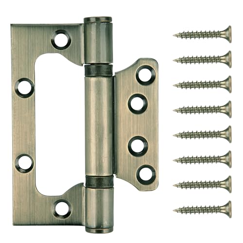 WELLOCKS Edelstahl Scharniere Klappbar | 10x7.5cm | 3mm dick | | Bündige Türscharniere | Edelstahlscharnier Türscharniere | Leise Glattes Perfekt für schwere Tür(D043) | Antikes Messing | 3 Stück von WELLOCKS