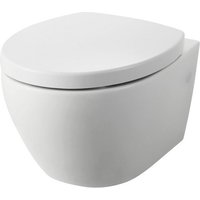 WELLWATER Wand-WC-Set (Wand-WC spülrandlos, WC-Sitz, Befestigungssatz), Keramik, weiß - weiss von WELLWATER