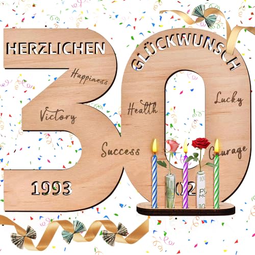 Holz Schild Gästebuch 30 Geburtstag, 30. Geburtstag Geldgeschenk Holz, Holz-Schild Gästebuch 30, Holz Schild Gästebuch mit Ständer, Geburtstag Jubiläum für 30 Jahre Mann Frau, 30 Geburtstag Deko von WELLXUNK