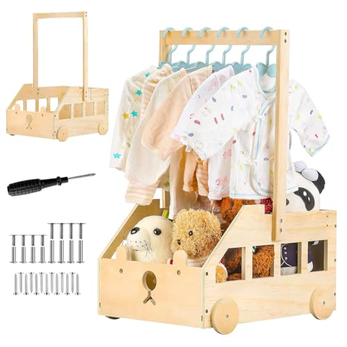 Holz Baby Geschenk Korb mit Rollen und Griff, Holz Babyparty Schrank, H0lz Babykorb Geschenk, Baby Shower Wäschekorb, für Jungen Mädchen Schwangerschaft Neue Eltern von WELLXUNK