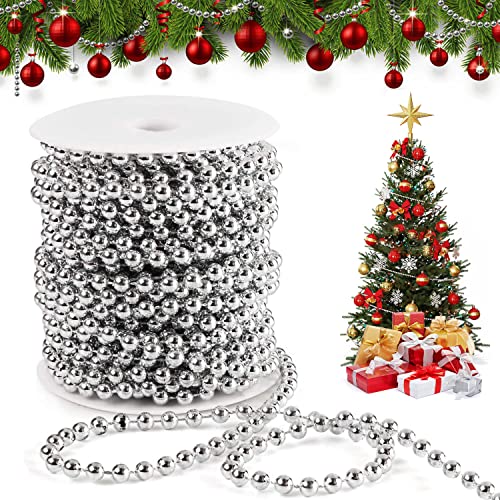 Perlen Girlande, Perlenschnur Weihnachten, Perlengirlande Weihnachten, für Perlenschnur Tisch Deko Perlenkette Hochzeitsdeko (Silber) von WELLXUNK