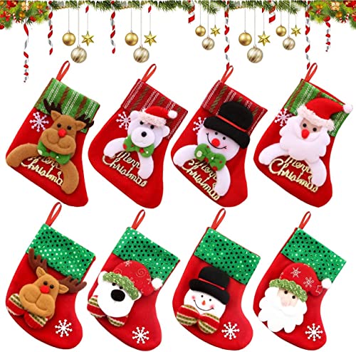 WELLXUNK Weihnachtsstrumpf 8 Stück nikolausstrumpf Set,Nikolausstrumpf Hängende Strümpfe Weihnachten Süßigkeiten Geschenk Beutel zum Befüllen und Aufhängen Weihnachtsdeko von WELLXUNK