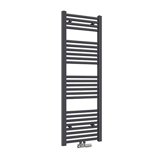 Heilmetz Badheizkörper 120 x 40cm Handtuchheizkörper Anthrazit 427W Handtuchtrockner Mittelanschluss Unten Handtuchheizkörper Handtuchwärmer Leistung Heizkörper bad trocknen Einlaggig gerade von Heilmetz