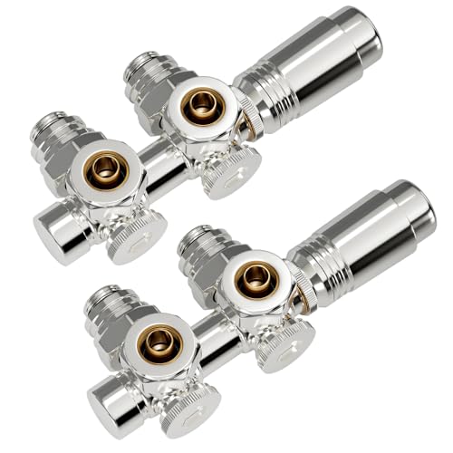 Heilmetz Multiblock Set für Heizkörper Anschlussarmatur mit Thermostat 50mm Ventil-Armaturen Heizungszubehör Eck- und Durchgangsform chrom Wandanschluß Anschlußgarnitur (16mm, 2 Stück) von Heilmetz