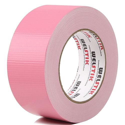 WELSTIK Professional Klebeband Rosa, wasserdichtes Klebebandgewebe, farbiges Gaffer-Klebeband für Reparaturen, Heimwerken, Basteln, Verwendung im Innen- und Außenbereich, 50 mm x 41 m, rosa von WELSTIK