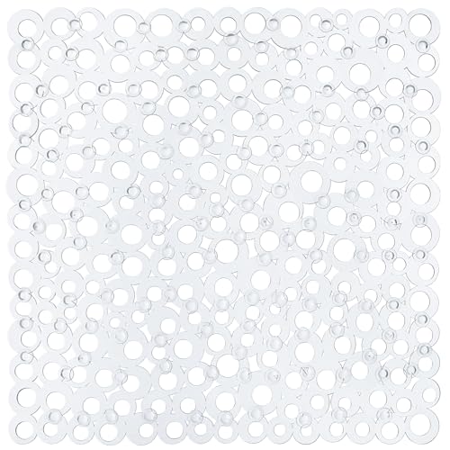 WELTRXE Duschmatte, Antirutschmatte aus Kunststoff für Kinder und Familie Dusche, rutschfeste Badewannenmatte mit Hunderte Saugnäpfen, Quadratisch PVC 52 x 52 cm Transparent von WELTRXE
