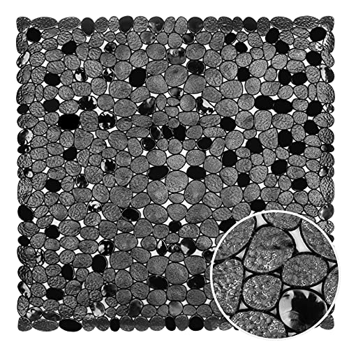 WELTRXE Duschmatte, Antirutschmatte aus Kunststoff für Kinder und Familie (schwarz, quadratisch-54×54 cm) von WELTRXE