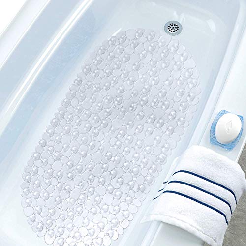 WELTRXE Duschmatte, Antirutschmatte aus Kunststoff für Kinder und Familie Dusche, rutschfeste Badewannenmatte mit Hunderte Saugnäpfen, Oval PVC 69 x 36 cm Transparent WELTRXE Duschmatte, Antirutschmatte aus Kunststoff für Kinder und Familie Dusche, rutschfeste Badewannenmatte mit Hunderte Saugnäpfen, Oval PVC 69 x 36 cm Transparent von WELTRXE