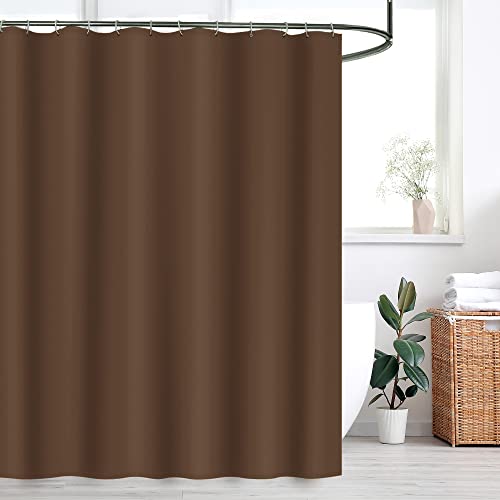 WELTRXE Duschvorhang, Basic Duschvorhänge mit Gewicht, 180x180 cm Textil aus Polyester Stoff, Anti-Schimmel Dusch Vorhang Wasserdicht Waschbar, Shower Curtains für Dusche und Badewanne Braun von WELTRXE