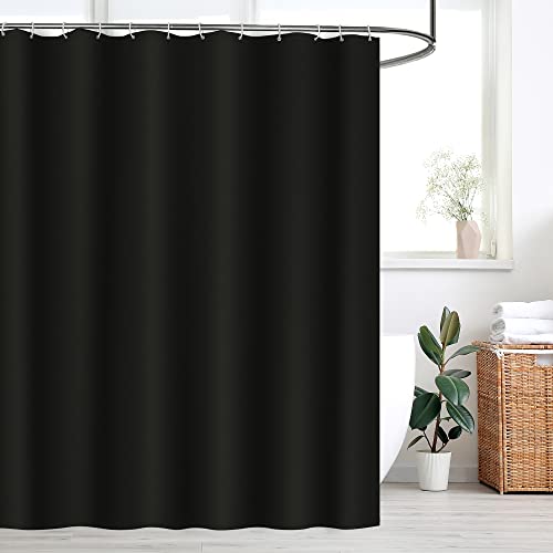 WELTRXE Duschvorhang, Basic Duschvorhänge mit Gewicht, 180x180 cm Textil aus Polyester Stoff, Anti-Schimmel Dusch Vorhang Wasserdicht Waschbar, Shower Curtains für Dusche und Badewanne Schwarz von WELTRXE