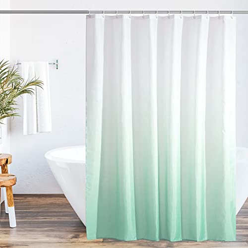 WELTRXE Duschvorhang, Digitaldruck Duschvorhänge mit Gewicht, 180x200cm Textil aus Polyester Stoff, Anti-Schimmel Dusch Vorhang Wasserdicht Waschbar, Shower Curtains für Dusche und Badewanne Grün von WELTRXE