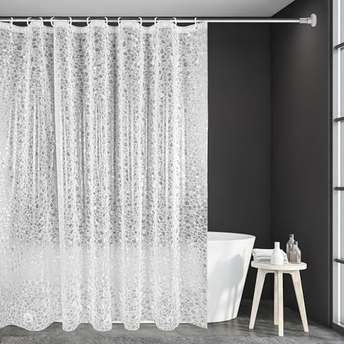 WELTRXE Duschvorhang Anti-Schimmel mit Gewicht Magnet unten, Wasserdichter Badezimmervorhang mit 12 Rostfreien Haken für Badewanne, Dusche, 183x183cm, 3D Kieselsteine von WELTRXE