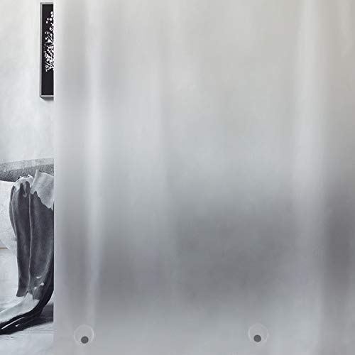 WELTRXE Duschvorhang mit Gewicht Magnet unten, Semitransparent Mattglasartig Eva Wasserdicht Vorhang für Dusche und Badewanne, 0.15mm[183x183cm] Weiche Badevorhänge mit 12 Duschvorhangringen Kinder von WELTRXE