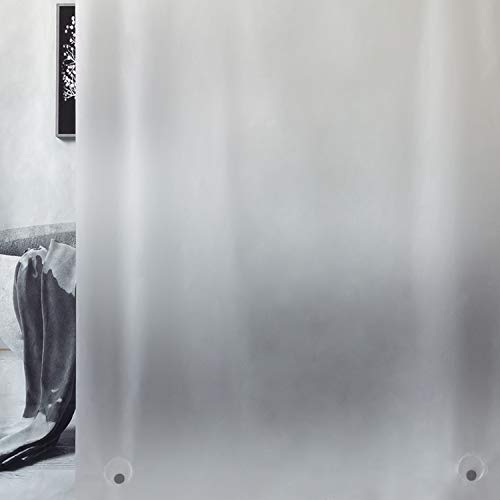 WELTRXE Duschvorhang mit Gewicht Magnet unten, Semitransparent Mattglasartig Eva Wasserdicht Vorhang für Dusche und Badewanne, 0.1mm[120x180cm]Weiche Dünne Badevorhänge mit 8 Duschvorhangringen Kinder von WELTRXE