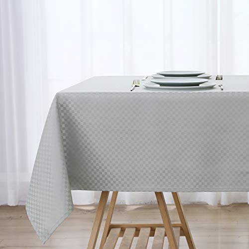 WELTRXE Tischdecke, Tischtuch aus Polyester mit Lotuseffekt Wasserabweisend Abwaschbar Tisch Decke, Tischwäsche Größe & Farbe wählbar 140 × 220 Silbergrau von WELTRXE