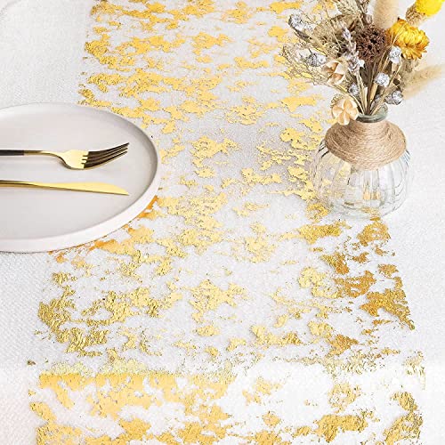 WELTRXE Tischläufer, Polyester Tischband mit Beschicht in glänzend golden 23cm × 15m, für Hochzeit Party oder Festival Neujahr Ostern von WELTRXE