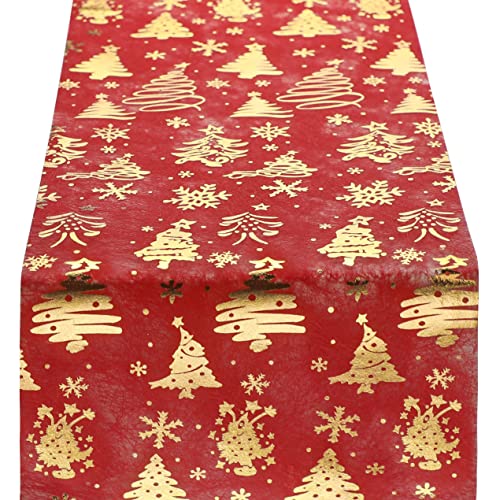 WELTRXE Tischläufer aus Vliesstoff in Rot und Gold mit Weihnachtsbaum- und Schneeflockenmustern für Dekoration, Heimwerken, Einpacken, 28 cm x 10 m WELTRXE Tischläufer aus Vliesstoff in Rot und Gold mit Weihnachtsbaum- und Schneeflockenmustern für Dekoration, Heimwerken, Einpacken, 28 cm x 10 m von WELTRXE