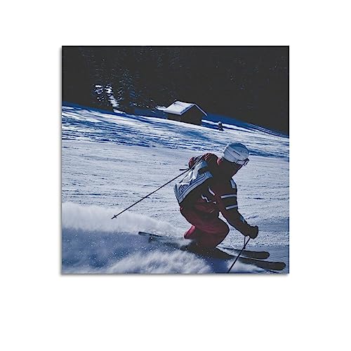 WELYK Maximal Exercise Poster Alpine Skifahren Poster Dekorative Malerei Leinwand Wandposter und Kunstdruck Moderne Familie Schlafzimmer Dekor Poster 40 x 40 cm von WELYK