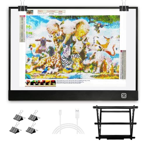 WELZK Diamond Painting Leuchttisch A3, Mit großem Metallständer, L:47 × W:34.5 cm Groß Diamond Painting Light Pad, Dimmbar lightpad. WELZK Diamond Painting Leuchttisch A3, Mit großem Metallständer, L:47 × W:34.5 cm Groß Diamond Painting Light Pad, Dimmbar lightpad. von WELZK