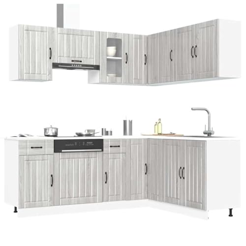 11-TLG. Küchenschrank-Set Lucca Grau Sonoma Holzwerkstoff 11-teilige Küchenzeile mit elegantem Design und reichlich Stauraum von WEMYUFURN