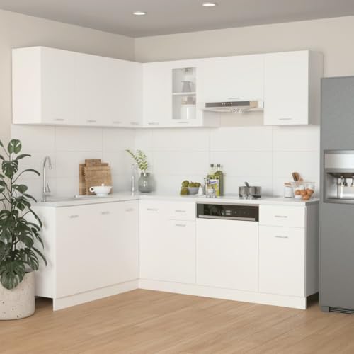 11-TLG. Küchenzeile Lyon Weiß Holzwerkstoff 11-teilige Küchenzeile mit elegantem Design und reichlich Stauraum für optimale Organisation 11-TLG. Küchenzeile Lyon Weiß Holzwerkstoff 11-teilige Küchenzeile mit elegantem Design und reichlich Stauraum für optimale Organisation von WEMYUFURN