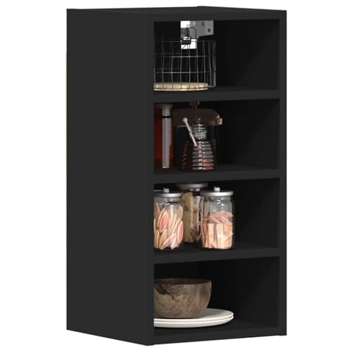 Hängeschrank Riga Schwarz Moderner Küchenschrank aus Eichenholz mit Stauraum und elegantem Design 30x29,5x60 cm Holzwerkstoff von WEMYUFURN