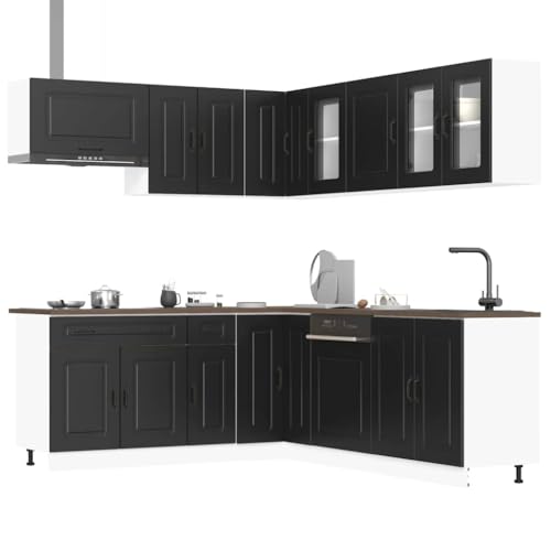 WEMYUFURN 11-TLG. Küchenschrank-Set Kalmar Schwarz Holzwerkstoff 11-teilige Küchenzeile mit Stauraum, verstellbaren Füßen und pflegeleichter Oberfläche WEMYUFURN 11-TLG. Küchenschrank-Set Kalmar Schwarz Holzwerkstoff 11-teilige Küchenzeile mit Stauraum, verstellbaren Füßen und pflegeleichter Oberfläche von WEMYUFURN