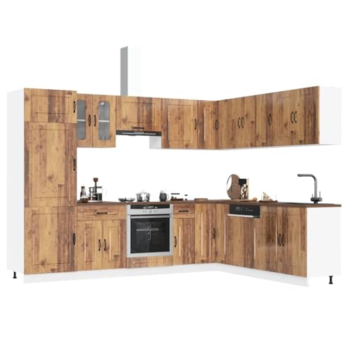 WEMYUFURN 14-TLG. Küchenschrank-Set Kalmar Altholz-Optik Holzwerkstoff 14-teilige Küchenzeile mit viel Stauraum und verstellbaren Füßen für optimale Organisation WEMYUFURN 14-TLG. Küchenschrank-Set Kalmar Altholz-Optik Holzwerkstoff 14-teilige Küchenzeile mit viel Stauraum und verstellbaren Füßen für optimale Organisation von WEMYUFURN