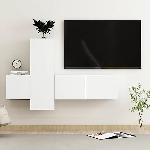 WEMYUFURN 3-TLG. TV-Schrank-Set Weiß Holzwerkstoff Fernseher Tisch wohnzimmerschrank Sideboard Wohnzimmer Sideboard hängend von WEMYUFURN