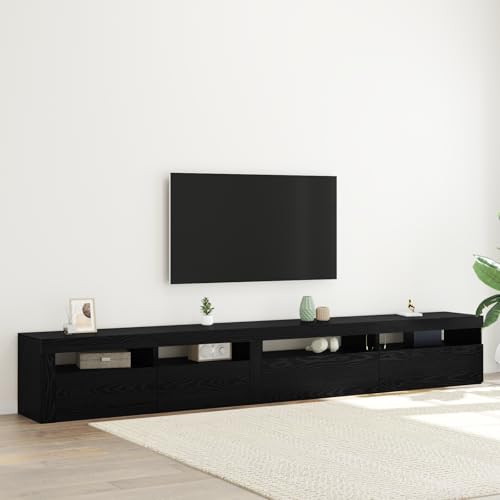 WEMYUFURN 3-teiliger TV-Schrank mit LED-Lichtern Schwarze Eiche Holzwerkstoff Sideboard hängend Sideboard tv hängeschrank wohnzimmerschrank WEMYUFURN 3-teiliger TV-Schrank mit LED-Lichtern Schwarze Eiche Holzwerkstoff Sideboard hängend Sideboard tv hängeschrank wohnzimmerschrank von WEMYUFURN