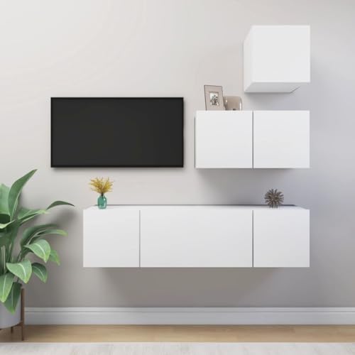 WEMYUFURN 4-TLG. TV-Schrank-Set Weiß Holzwerkstoff kommode tv ständer tv kommode Fernseher Tisch WEMYUFURN 4-TLG. TV-Schrank-Set Weiß Holzwerkstoff kommode tv ständer tv kommode Fernseher Tisch von WEMYUFURN